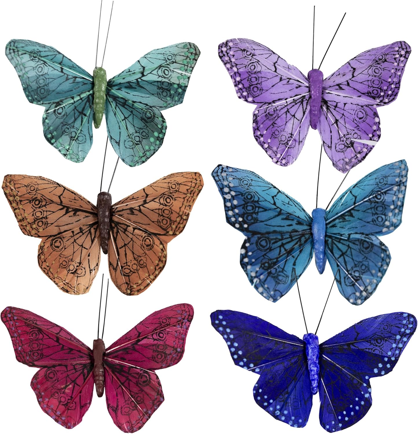 Cartanfill-Vibrant Multi-Colored Butterfly Clips, Set of 12 Decorations for Parties, Weddings and Home Decor