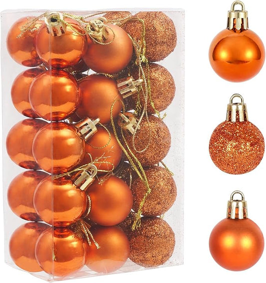 30ct Halloween Ball Ornaments, 1.18" Shatterproof Halloween Tree Decorations, Perfect Hanging Ball for Indoor/Outdoor Holiday Party Decor(Orange)