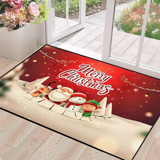 2' X 3' Merry Christmas Rug,Christmas Trees Decorative Indoor Bedroom Xmas Winter Welcome Door Mat Anti-Slip Rubber Area Rug for Seasonal Holiday Decoration,23.6" X 35.4"