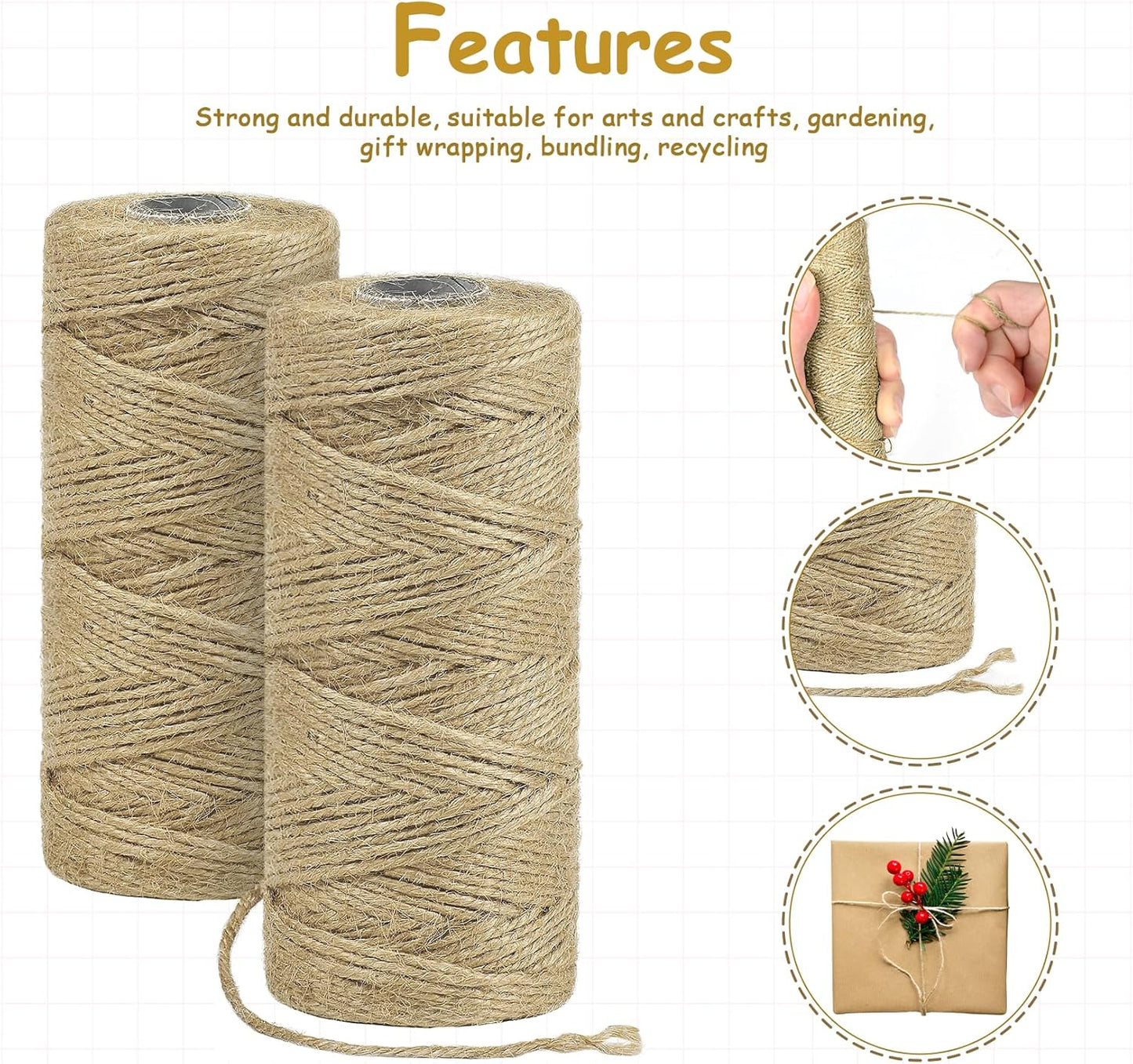 Garden Twine, 656 Feet Jute Twine,Baling Twine, Plant String, Garden Twine for Climbing Plants,Tomatoes, Crafting Floristry
