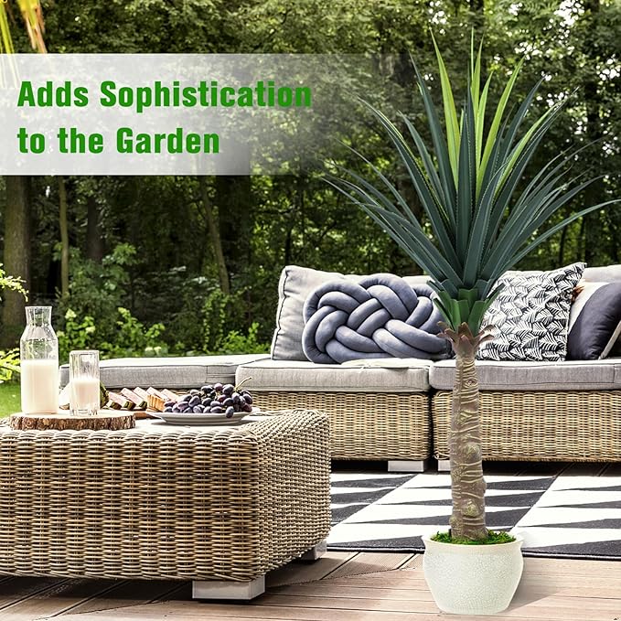 AnTing Artificial Agave Snake Plant 5FT, Fake Plant Indoor with Pot, 60IN Faux Plant Home Office Garden Hotel Decor Gift(1Pack), AT-LSL5FT-1