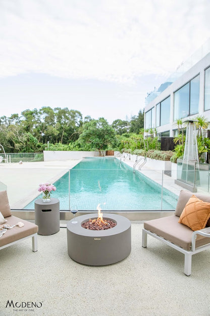 AMS Fireplace | Modeno | Tramore | Firepit Table | Cover and Lava Rocks Included | (Fuel: Natural Gas - Light Gray)