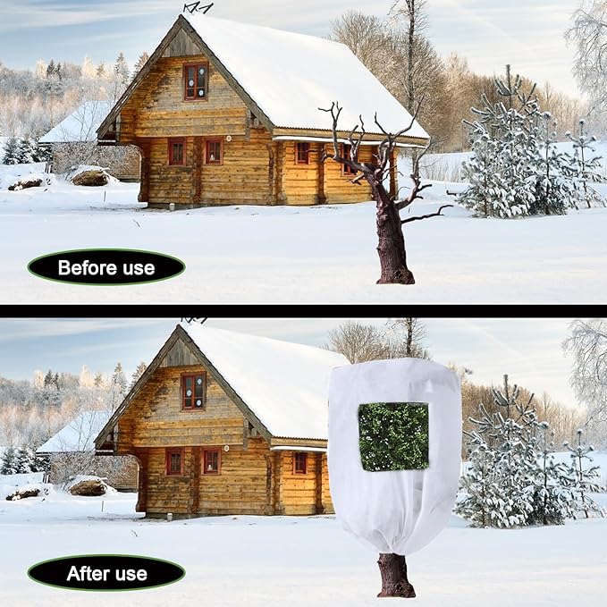 CMINGJ Plant Frost Protection Covers with Viewing Window, 47.2" x 70.8", 2 Pack, Reusable Drawstring Tree Cover, Winter Tree Blanket with Zipper for Outdoor Plants, Frost Protection Cloths(2 Pack)