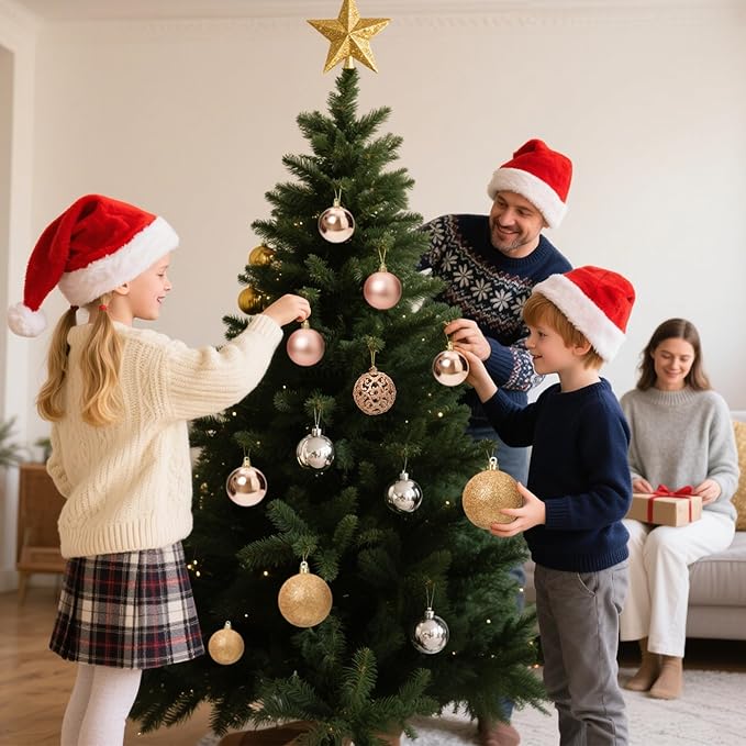 100-Pack Christmas Ball Ornaments for Tree,Shatterproof Plastic Holiday Baubles Set in Assorted Sizes and Finishes, Christmas Tree Decorations for Home, Office, Party, Indoor Outdoor Use