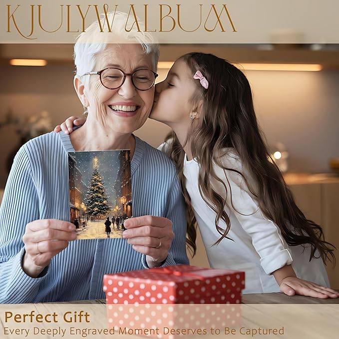 Christmas Photo Albums 4x6 inch Hold 36 Pictures, Winter Christmas Tree Festive Street Holiday Small Memory Photo Album Book for Baby Family Graduation Wedding Travel Vacation