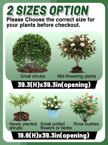 ANPHSIN 12 Pcs 39.3in x 39.3in Plant Covers Freeze Protection - Winter Shrub Plant Protection Bags, Frost Blankets Cloths with Drawstring for Outdoor Garden Plants, Green