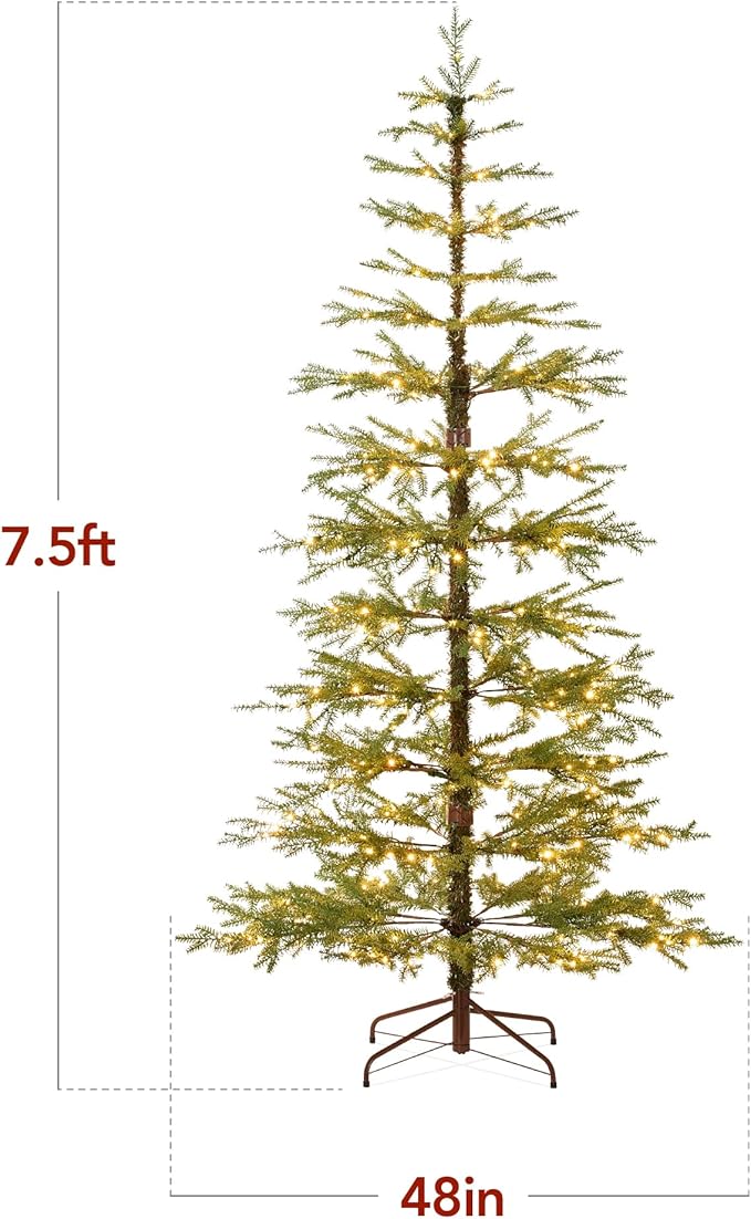 Best Choice Products Pre-Lit Sparse Christmas Tree 7.5ft Artificial Pine Holiday Décor Aspen Noble Fir w/ 2-in-1 White & Multicolor LED Lights