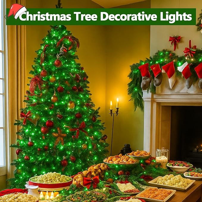 Upgraded Connectable 200 LED Christmas String Lights Outdoor Indoor, 66FT Orange Christmas Decorations Lights 13 Modes, Waterproof Twinkle Fairy Lights Plug in Clear Wire for Tree, Bedroom Decoration