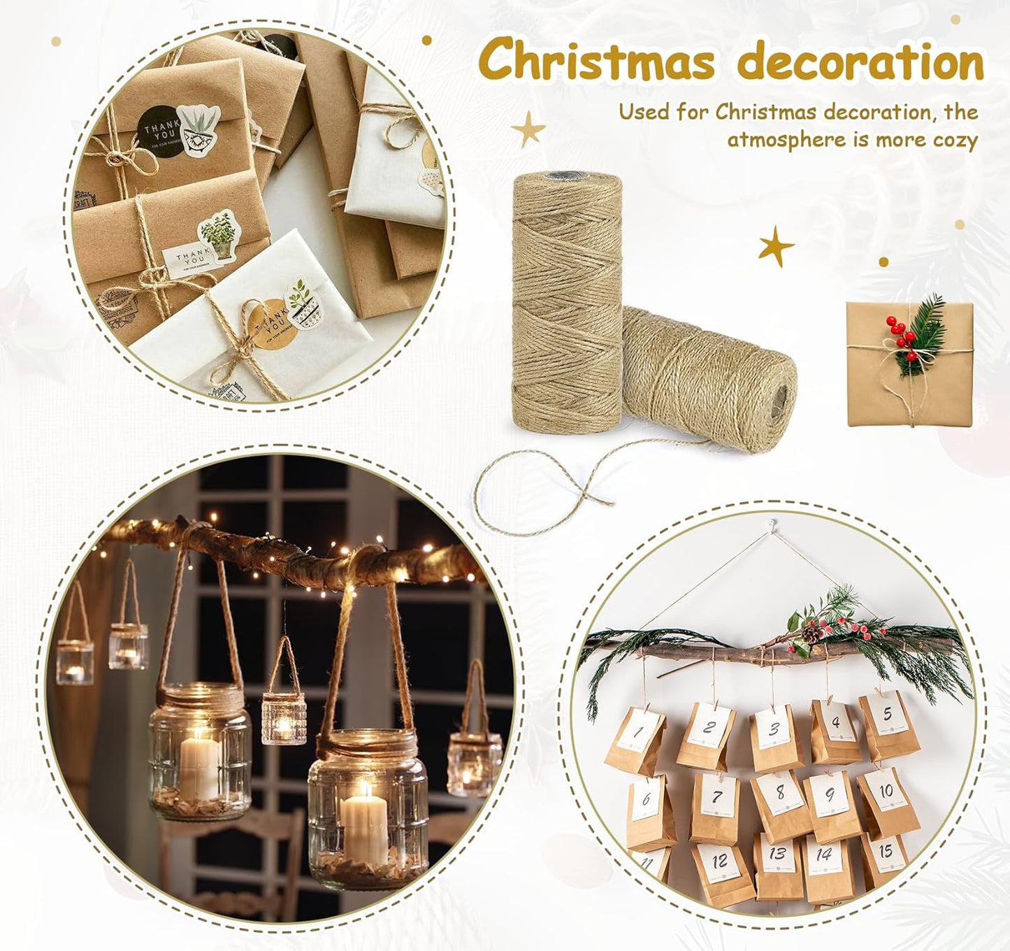 Garden Twine, 656 Feet Jute Twine,Baling Twine, Plant String, Garden Twine for Climbing Plants,Tomatoes, Crafting Floristry