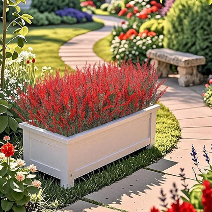 Ouddy Decor 12 Bundles Artificial Lavender Fake Flowers Faux Plastic Plants for Home Wedding Kitchen Garden Patio Window Box Office Table Centerpieces Indoor Outdoor Decor, Red