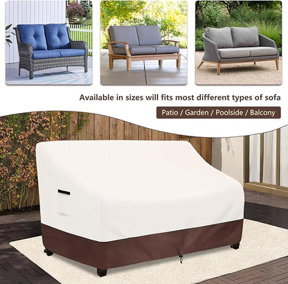 Outdoor Couch Covers,58 Inches Outdoor Sofa Cover, Waterproof Patio Furniture Cover,Furniture Covers for Patio Seating (Beige)