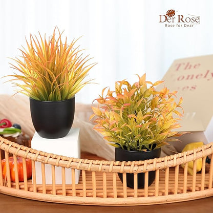 Der Rose Fall Fake Plants 4 Packs Artificial Plants Small Faux Plants Black Bathroom Accessories Fall Decorations for Home Bathroom Home Office Desk Fall Decor Indoor