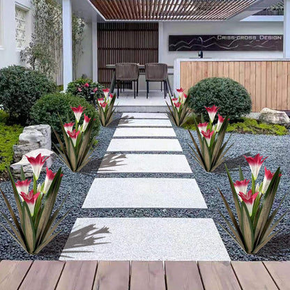 Homight Metal Agave Plant Outdoor Decoration Outdoor Garden Decoration Lily Mexican Yard Art Plant Garden Agave Lily Decorative Garden Gift (3 Big Red Lilies), HM-390-345