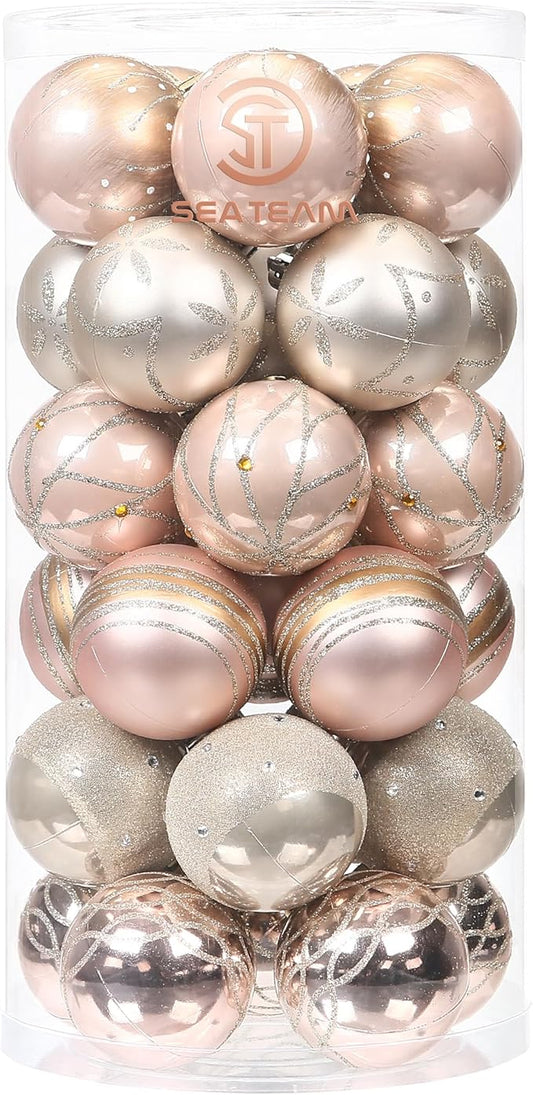 Sea Team 60mm/2.36" Set of Colorful Painted Sparkling Ornaments and Hanging Balls for Christmas Tree - 30pcs