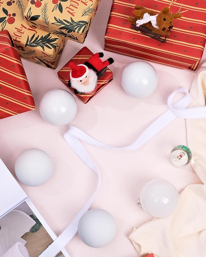 DN DECONATION White Glass Christmas Ornaments, Set of 9, 3' Hanging Christmas Baubles for Xmas Tree Decoration, Wedding Party Gift