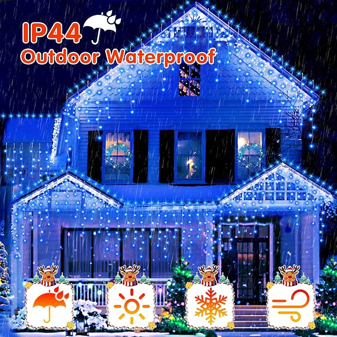 131FT Christmas Lights Outdoor 1440 LED Christmas Decorations Waterproof Plug in with 8 Modes & Timer Christmas Lights for Roof Party Garden Holiday Decor (Blue)