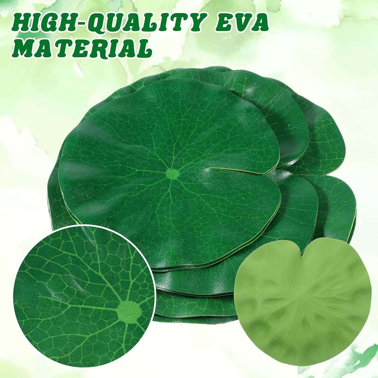 Artificial Lily Pads for Ponds, 12 Pcs Artificial Floating Foam Lotus Leaves Realistic Water Lily Pads Foliage Pond Decor Artificials Foliage Pond Decor for Pool Patio Aquarium Outdoor Ponds, 3 Size