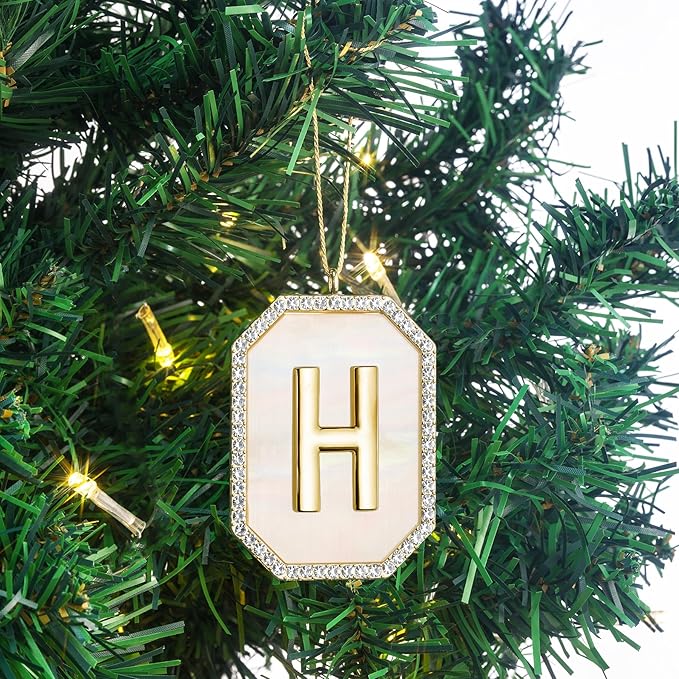 2025 Christmas Initial Ornaments | Letter H Ornaments for Xmas Tree|Hanging Ornament Gift for Mother Best Friends Sister Wife