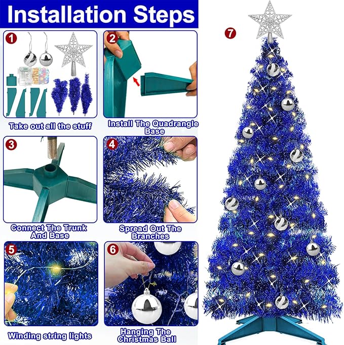 4 Ft Christmas Tree Remote Control 8 Modes Dual Color Change Timer 100 Warm White&Colored Lights 18 Christmas Ball Ornaments 3D Star Battery Operated Small Xmas Tree Table Indoor Holiday Party Decor