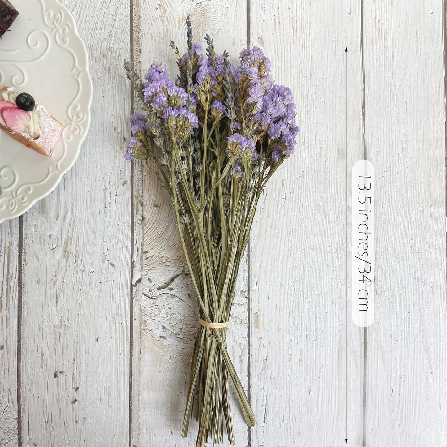 L'BREVOGA Dried Lavender & Statice Flower Bouquets, 100% Natural Dried Flowers for Decoration Home Party - Light Purple, 13.5 in
