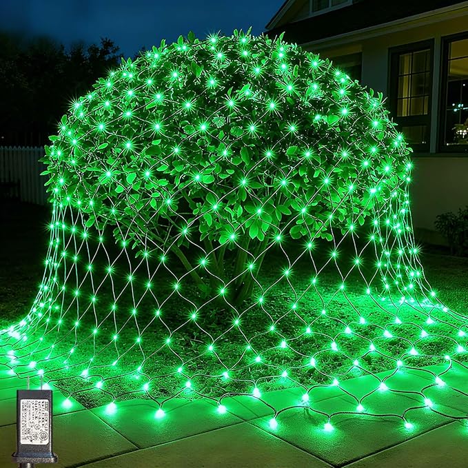 LitHome 14.8FT x 5FT Christmas Net Lights Outdoor Mesh Lights,300 LED Christmas Net Light for Bushes Connectable,8 Modes Green Giant Mesh Light Waterproof for Garden Party Roof St Patrick’s Day Decor
