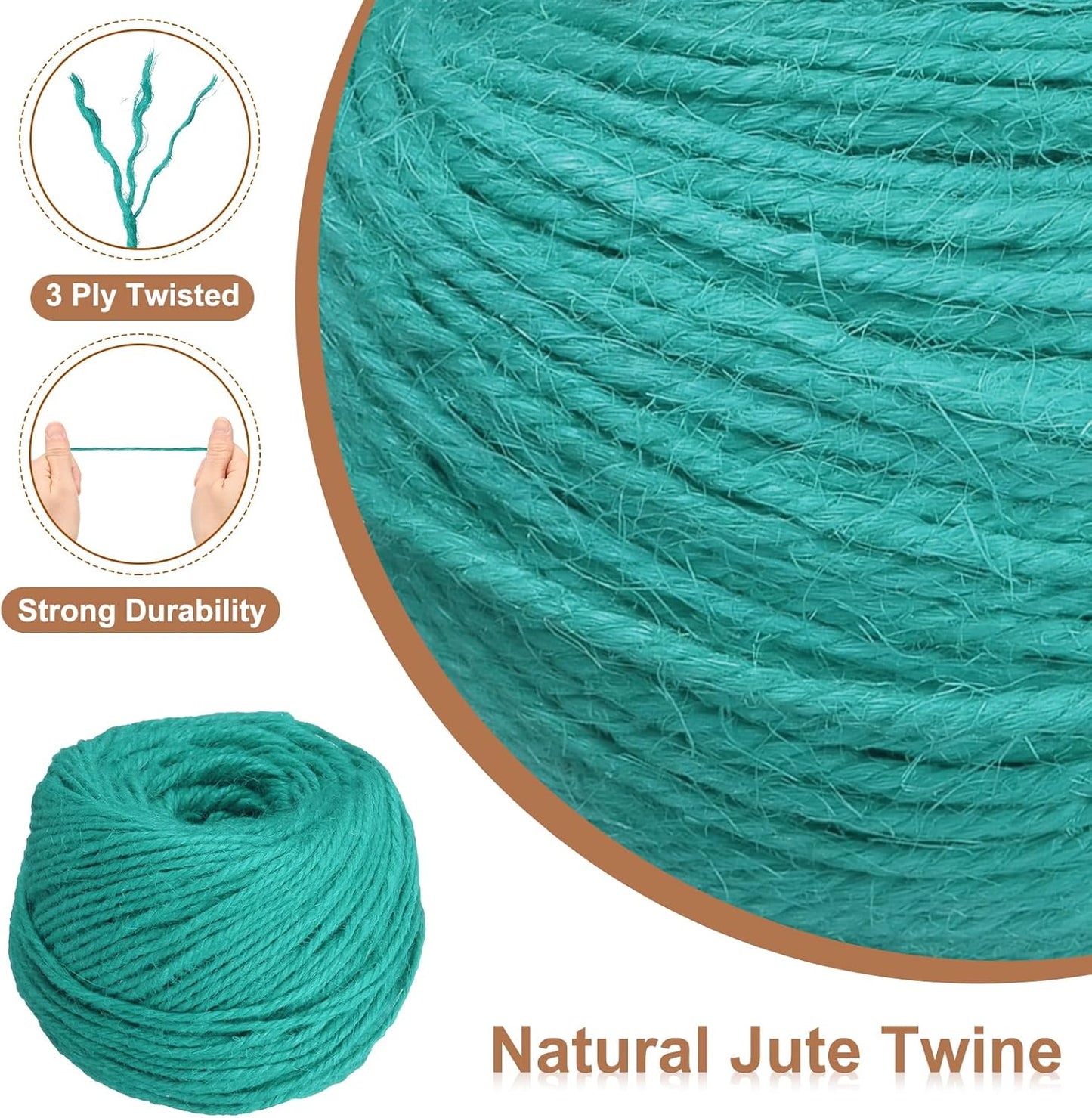 uxcell 328 Feet Natural Jute Twine String,3mm Thin Garden Twine Rope Colored Plant String Cord for DIY Art Crafts Gift Wrapping Decoration Packing Gardening Plant Hanger,Bright Blue