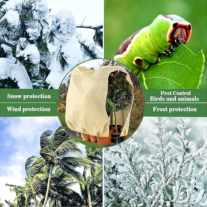 Plant Covers Freeze Protection, 7.87 X 98.4 Inch Plant Frost Protection Covers, 2-Pack,with Zipper and Drawstring Outdoor Winterizing Plant Blankets.