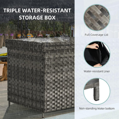 YITAHOME 230 Gallon Deck Box, XXL Wicker Outdoor Storage Box, All-Weather Storage Organizer for Patio Furniture, Outdoor Cushions, Pool Storage and Garden Tools (Grey)