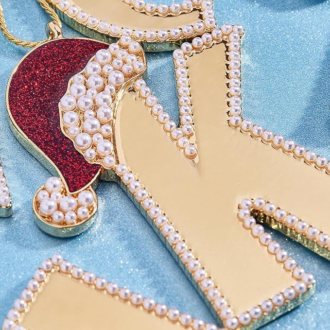 2025 Christmas Initial Ornaments, Letter O Ornaments for Christmas Tree, Red Hat Xmas Ornament for Mother Best Friends Sister Wife|O-Letter Ornament