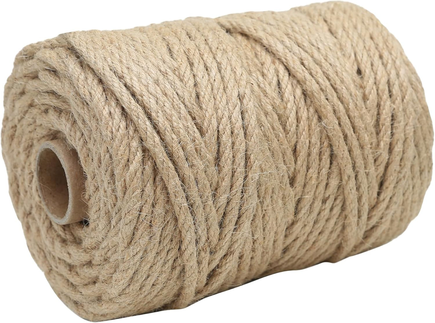 Natural Jute Twine 328ft 8mm,4Ply Twisted Thick Twine Rope Strong Jute String Roll for Crafts Gift Wrapping Gardening Home Decor Bundling Cat Scratching Post