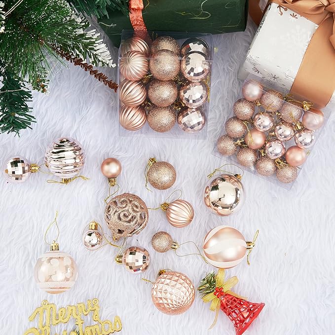 100PCS Shatterproof Christmas Tree Ball Ornaments, Assorted Baubles Set with Glitter - For Holiday Decor