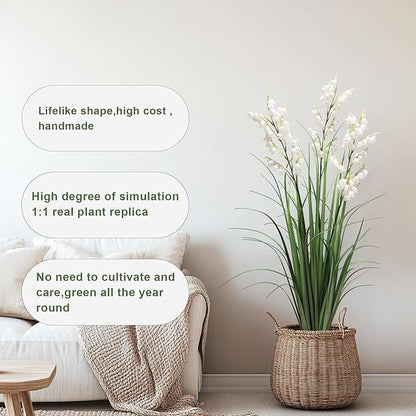 Fake Plants Home Decor Fake Flowers Artificial Plants Outdoor Tall Grass Plant Artificial Pampas Grass Decor Artificial Plants Indoor Fake Grass Living Room Decor Artificial Grass 36“2PCS White