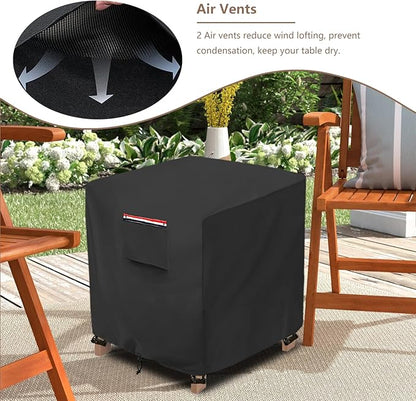 okcool Patio Wicker Side Table Cover,Waterproof Square Patio Small Side Table Cover,Suitable for 3-Piece Outdoor Wicker Patio Bistro Set Side Table,22W x 22D x 18H inch