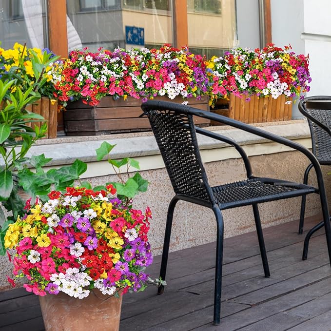 14 Bundles Fake Mums Fake Plants Artificial Mums for Outdoors Artificial Flowers for Yard Porch Home Garden Fall Indoor Outdoor Decor(Mixed)