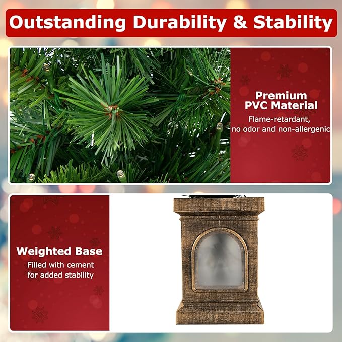 GOFLAME 4FT Pre-Lit Potted Christmas Tree, Artificial Entrance Xmas Tree with 100 LED Lights, 60 Branch Tips, Timer, Holiday Decoration Tree with 3 Lighting Modes, 4 Adjustable Brightness