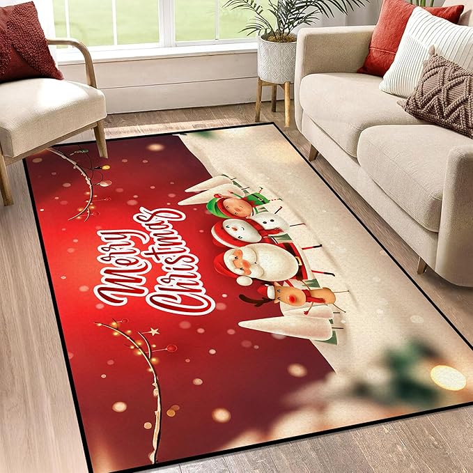 2' X 3' Merry Christmas Rug,Christmas Trees Decorative Indoor Bedroom Xmas Winter Welcome Door Mat Anti-Slip Rubber Area Rug for Seasonal Holiday Decoration,23.6" X 35.4"