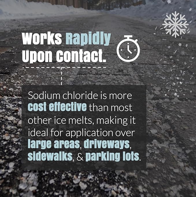 Halite Crystals Ice Melt Effective to -25°F, Eco-Friendly De-Icer, Optimal Granule Size for Quick Melting, Ideal for Driveways, Walkways, and Entryways (20, Pounds)