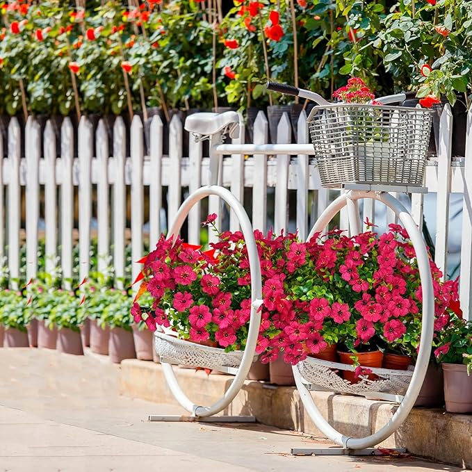 14 Bundles Fake Mums Fake Plants Artificial Mums for Outdoors Artificial Flowers for Yard Porch Home Garden Fall Indoor Outdoor Decor(Fuchsia)