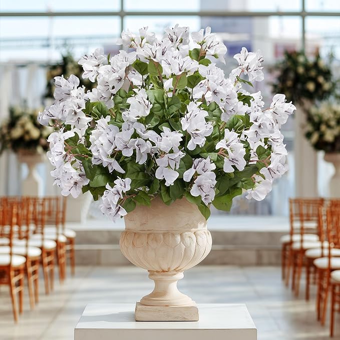 4 Pcs Artificial Flowers Bougainvillea Outdoor Artificial Plants Faux Flowers with Stems Silk Flowers for Wedding Porch Living Garden Decor(4PCS,White)
