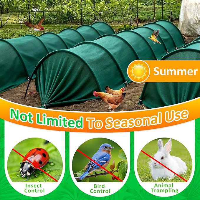 Green Plant Covers Freeze Protection, 10 x 50 ft - 0.9 oz/yd² Frost Cloths for Outdoor Plants, Tree Covers Freeze Protection, Winter Garden Blanket, Sun Cover for Plants for Greenhouse, Vegetables