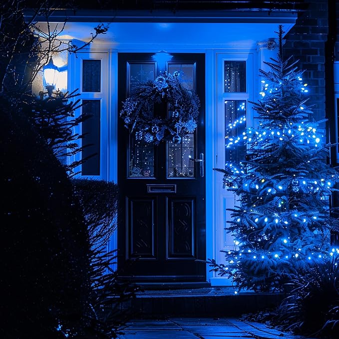 TW SHINE C6 Christmas String Lights, 200 LED 66 FT Christmas Lights Outdoor with 8 Modes Timer, Waterproof Connectable for Indoor Yard Xmas Tree House Christmas Decorations (Blue)