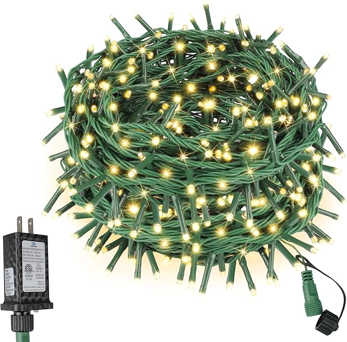 Extra Long Christmas Decorative Outdoor String Light 197 Feet 600LED 8 Modes Indoor Lights with Timer, Outdoor Indoor Fairy Lights Christmas Tree Patio Garden Holiday Warm White