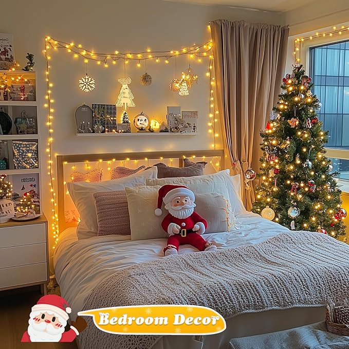 JMEXSUSS 500 LED Christmas Lights Outdoor, 173ft Warm White Christmas Tree Lights, 8 Modes Plug in Twinkle String Light for Outside Holiday Indoor Ceiling House Xmas Decorations