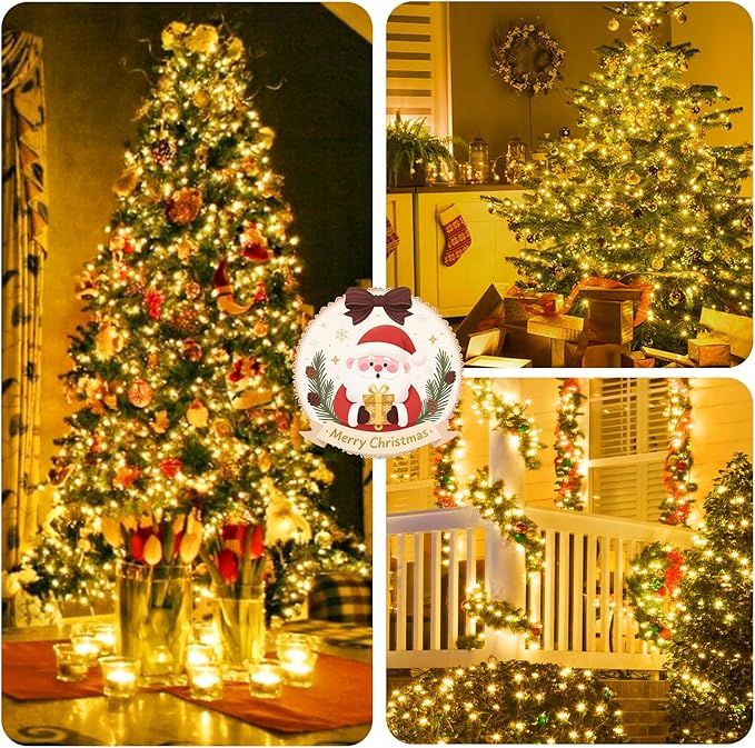 75FT 1500 LED Cluster Christmas Lights, Christmas Tree Lights Outdoor Indoor with 8 Modes & Timer & Remote, Firecrackers String Lights Waterproof for Garland Party Xmas Decorations, Warm White