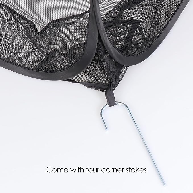 Mesh Plant Cover from Animals, Plant Netting Pest Guard Cover, Plant Tent Cage Pop-up with 4 Stakes for Vegetables, Fruits, Flowers, 28 x 28 x 32 Inches