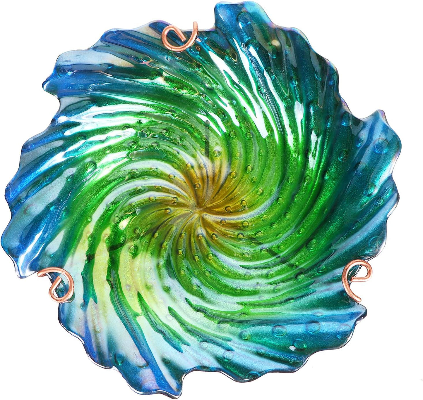 Glass Bird Bath Outdoor Birdbaths Garden Birdfeeder with Metal Stake Green(Height:26inch)