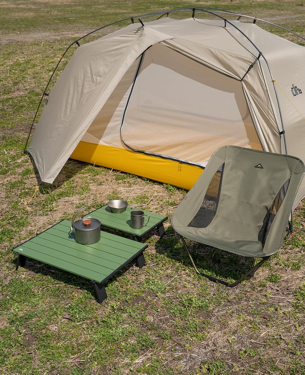 iClimb Ultralight Compact Mini Beach Picnic Folding Alu. Table with Carry Bag, Two Size (Green, L)