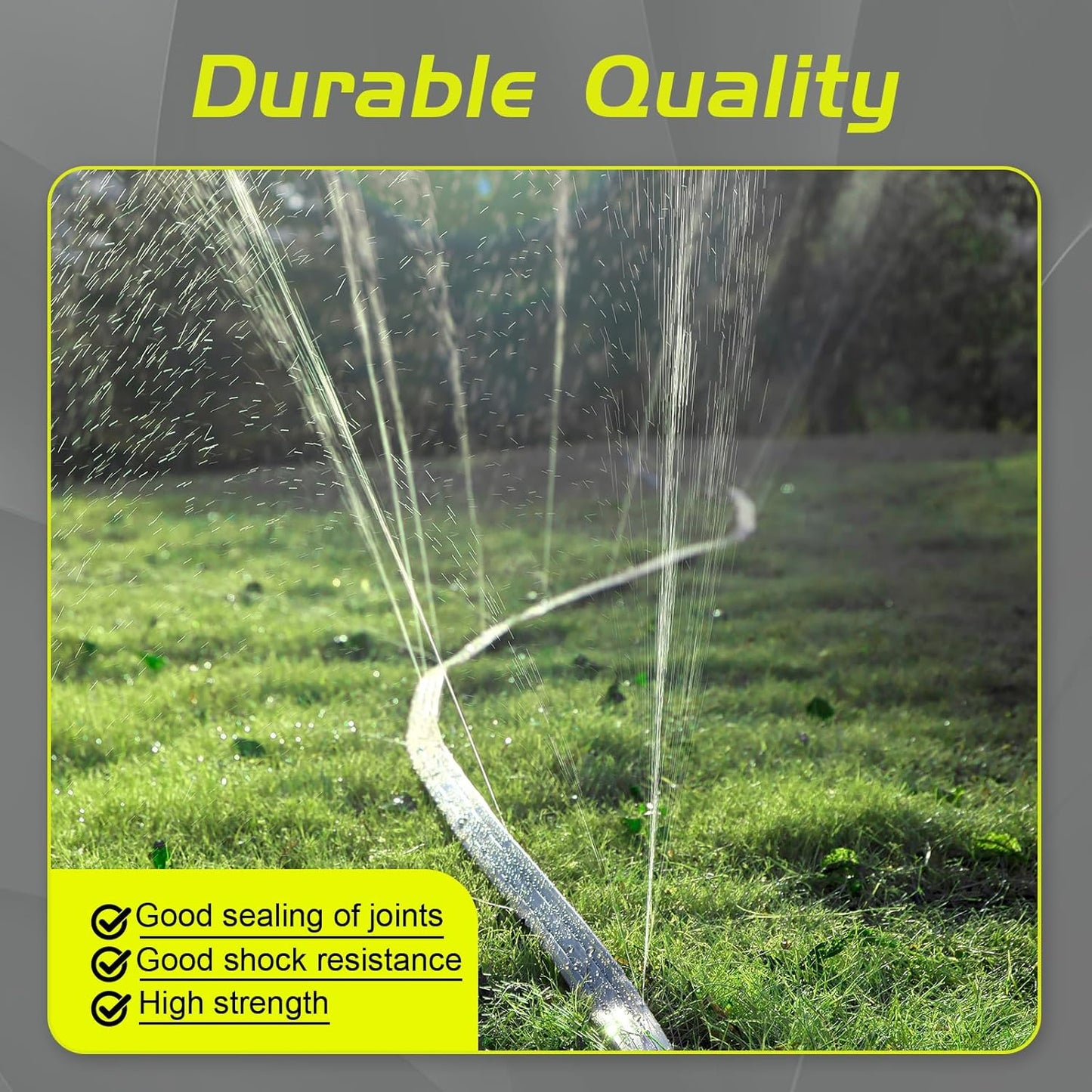 Hopegiver Sprinkler Soaker Hose 50ft 3-Pack Yard Sprinkler Hose 150 ft for Lawn Water Saving with Stakes, Drip Irrigation Hoses Garden Watering System(Grey,50ft 3-Pack)