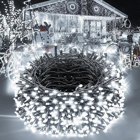 Christmas Lights 1000LED 98FT Waterproof Outdoor Timer 8 Modes Twinkle Fairy Lights LED String Lights Indoor Christmas Tree Lights for Wedding Party Yard House Decor (Cool White)