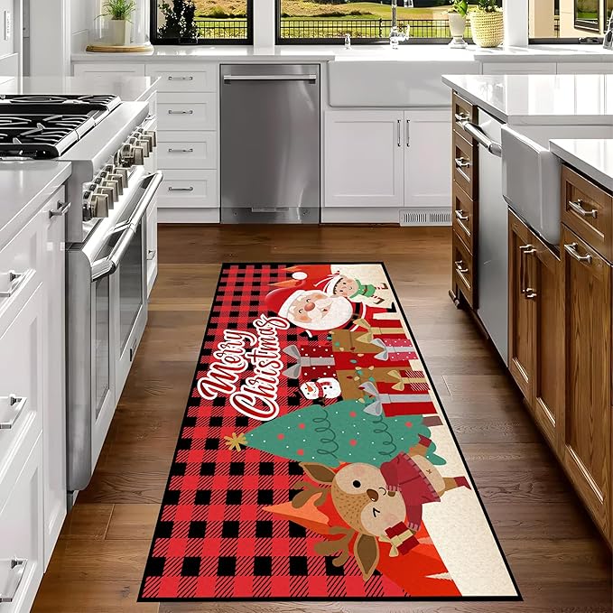 Christmas Rug Merry Xmas Door Mat Non-Slip Indoor Outdoor Front Door Doormat Living Room Bedroom Entrance Rug Happy Xmas Floor Decor Home Festive Decoration,79" X 39"